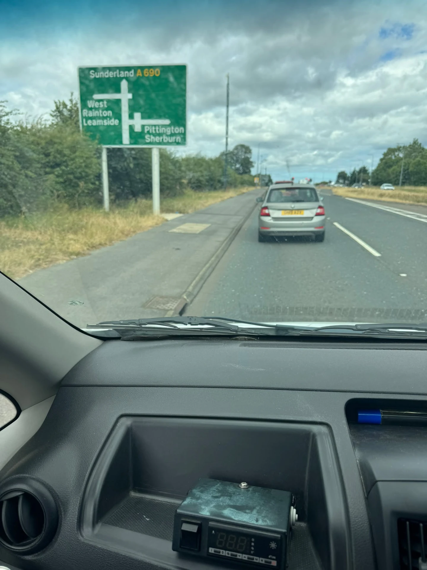 The view from the NEMB van cab on the A690 towards Sunderland, past West Rainton and Leamside